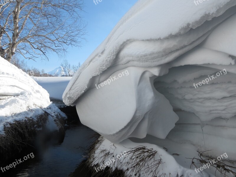 Snow Winter Creek Small River Coldly