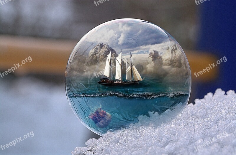 Bubble Winter Ship Water Digital Manipulation