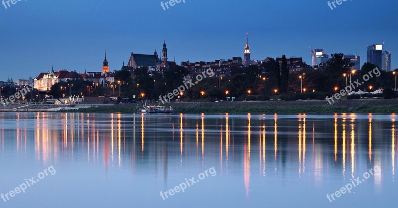 Warsaw Wisla Night Panoramic City