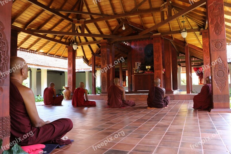 Architecture Indoors Travel Monk Meditation