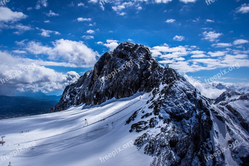 Snow Mountain Nature Panorama Sky