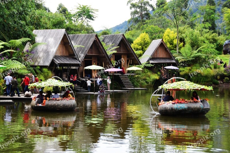 Bamboo Village Dusun Bambu Ponds House On Water Bamboo Free Photos