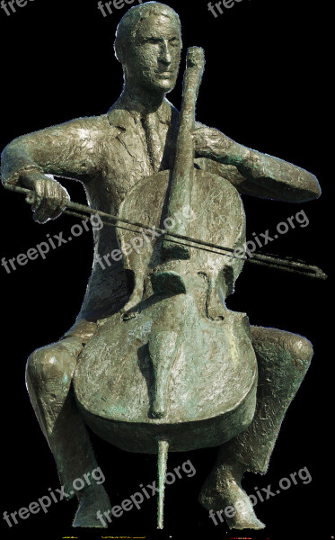 Sculpture Isolated Cello Statue Artwork