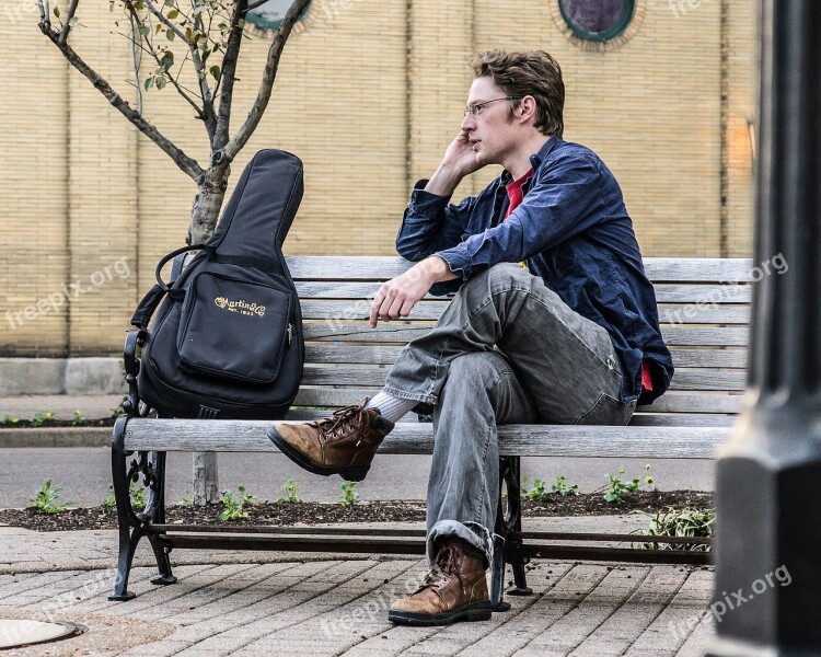 Bench Sit People Adult Man