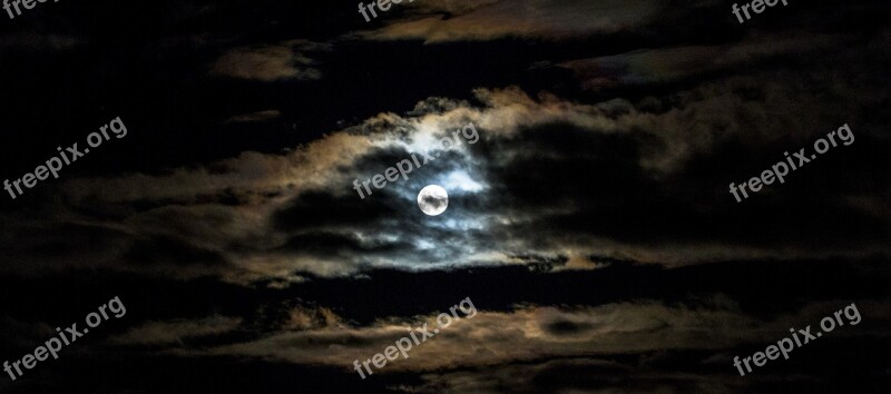 Month Clouds In The Evening Night Full Moon