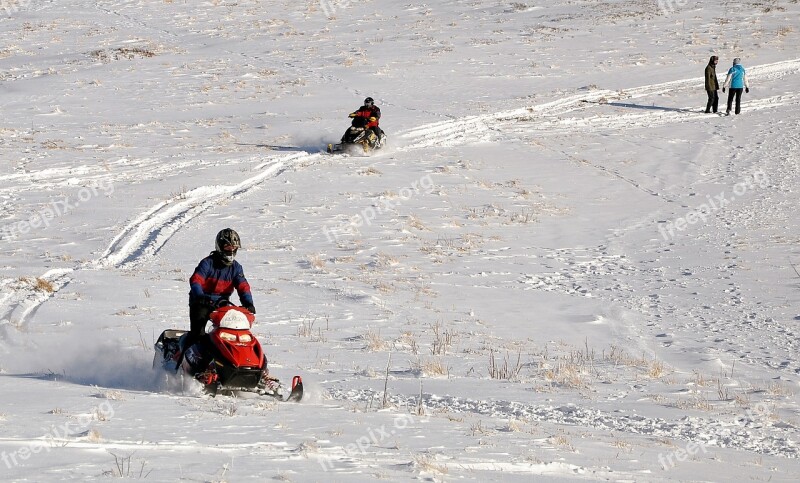 Snow Winter Sport Action Snowmobile