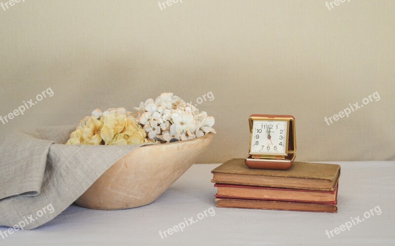 Books Vintage Clock Time Bowl