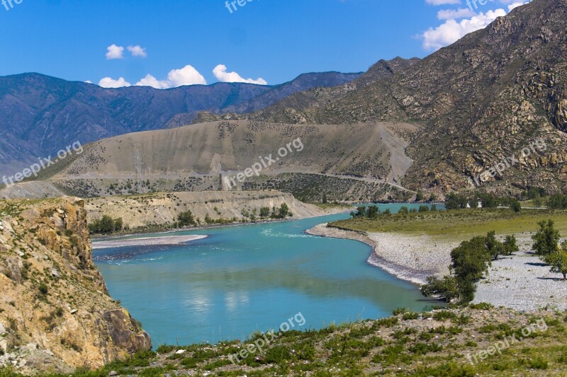 Nature Travel Landscape Mountain Katun River