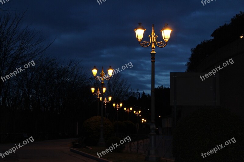 Light Illuminated Lantern Dark Street Lights