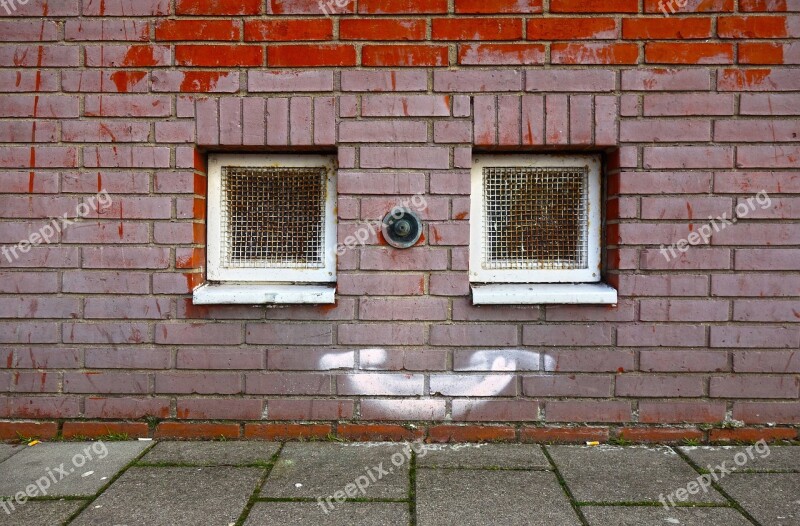 Wall Pink Brick Wall Window Small Window Graffiti