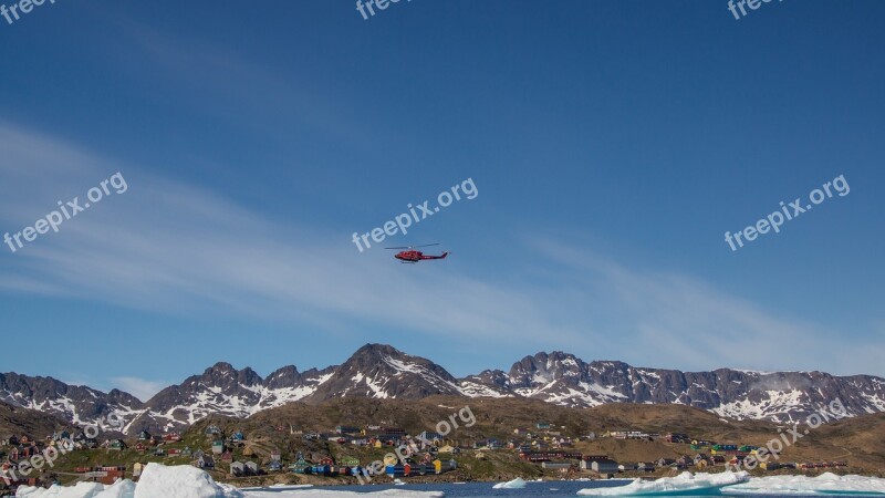 Helicopter Sky Village Houses Colourful