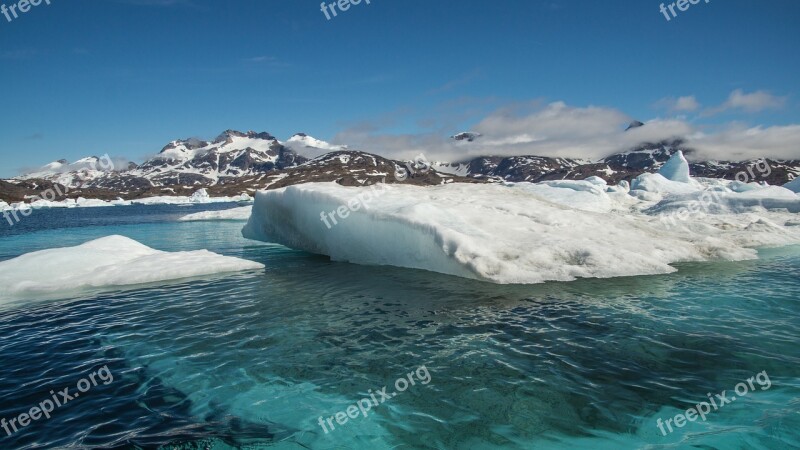 Drift Ice Frozen Mountain Sea Wilderness