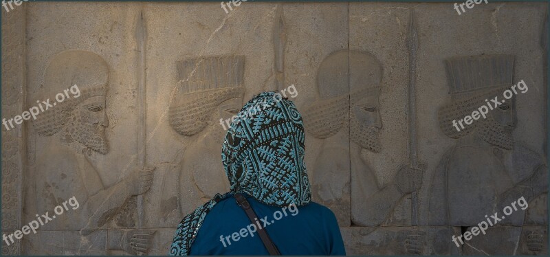 Iran Persepolis Woman Ancient Times Tourism