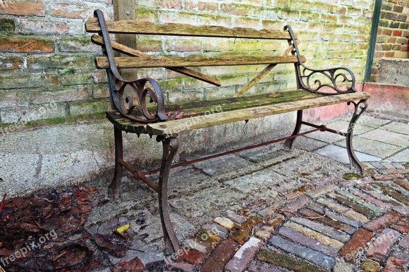 Bench Wooden Bench Old Bench Mouldy Bench Garden Bench