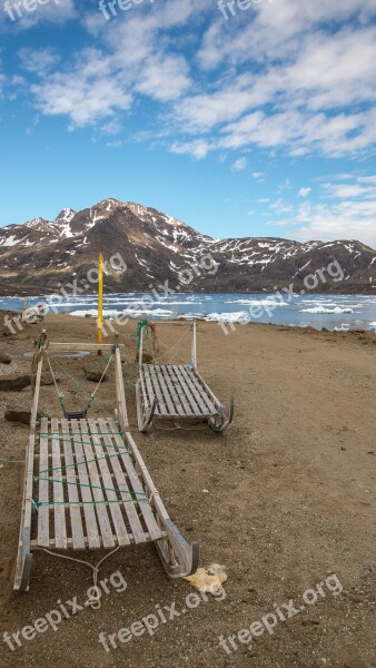 Sled Dog Sled Greenland Summer Arctic