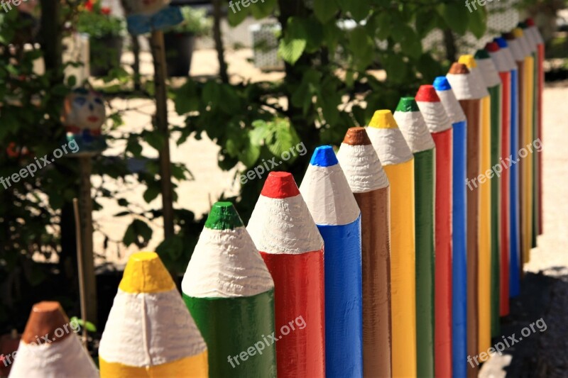 Garden Fence Pencil Colored Pencil Summer Demarcation