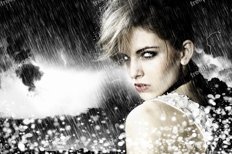 Fantasy Wallpaper Woman Rain Special Effects