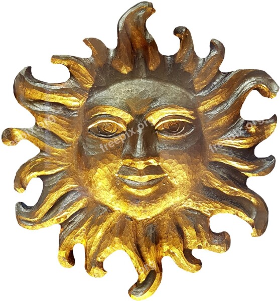 Sun Carving Woodcut Gold Free Photos