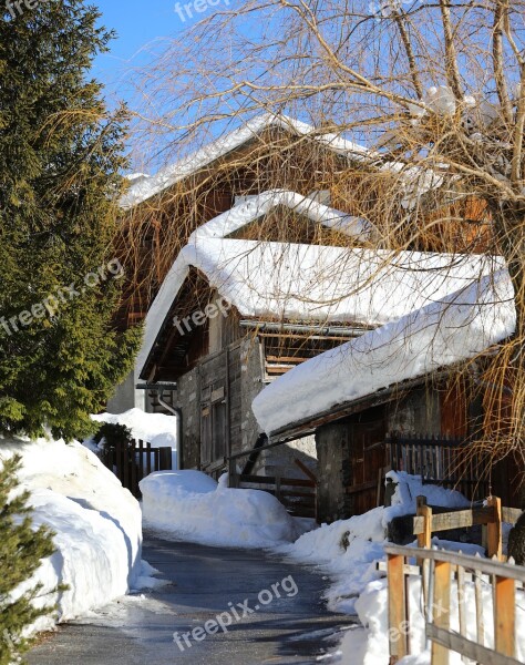 Wood Snow Winter House Rustic