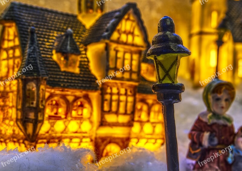 Christmas Christmas Village Lantern Street Lamp Illuminated