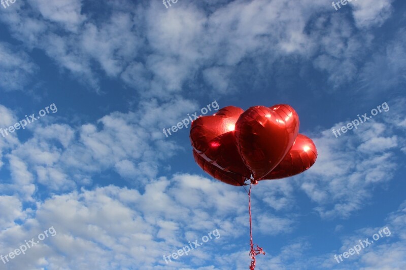 Sky Outdoors Heart Balloons Nature