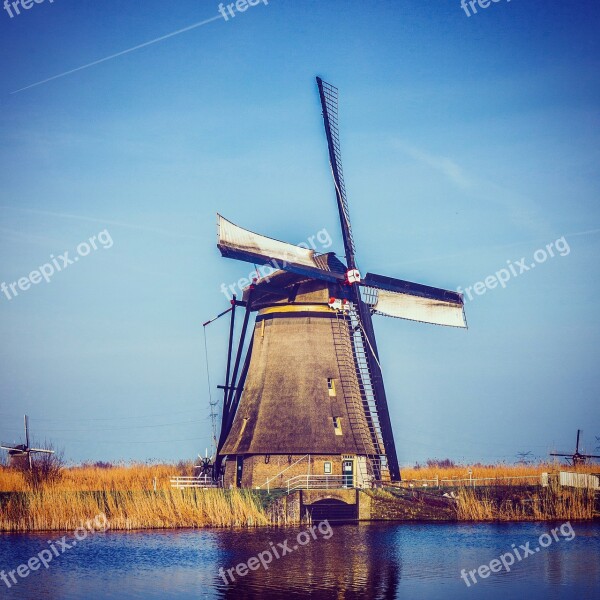 Windmill Waters Grinding Wind Sky