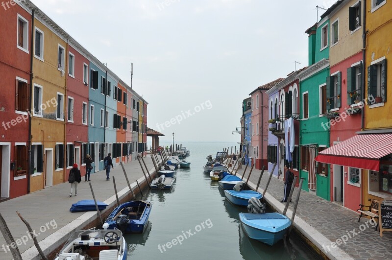 Channel Burano Houses Venezia Boats