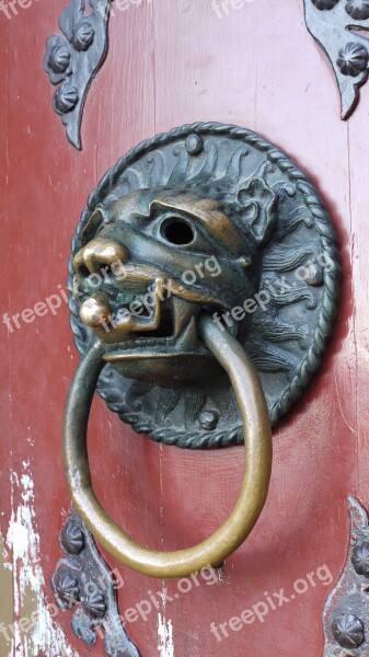 Art Culture Doorknocker Lion Head Free Photos