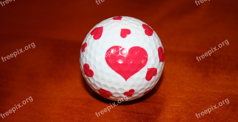 Golf Ball White Heart Love Wood