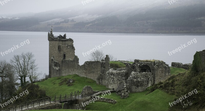 Castle Scotland Castle Urquhart Ruins Winter