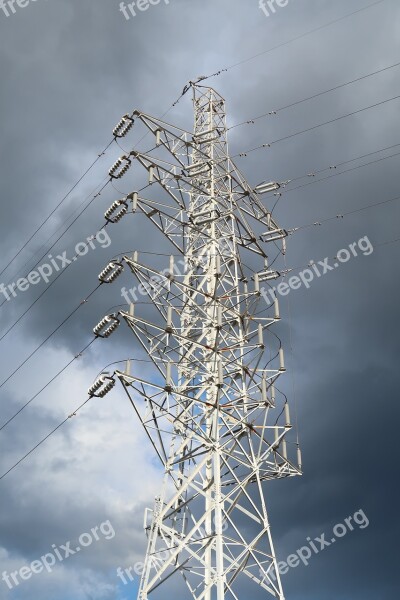 Tower Industrial Send Power Line Wintry Weather