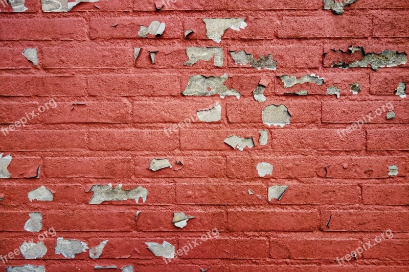 Wall Brick Wall Red Brick Wall Flaking Paint Painted Wall