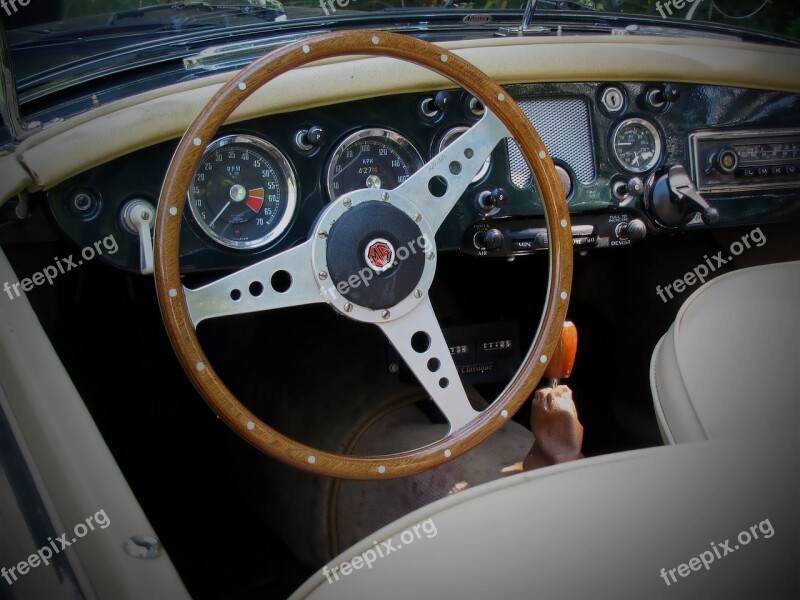 Sports Steering Wheel Vintage Sports Car Automotive Mg