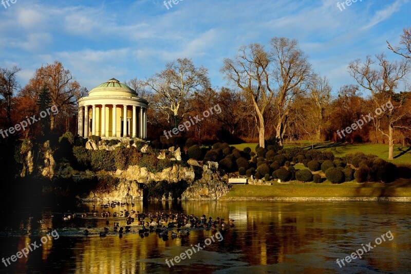 Park Pond Temple Columnar Evening Light