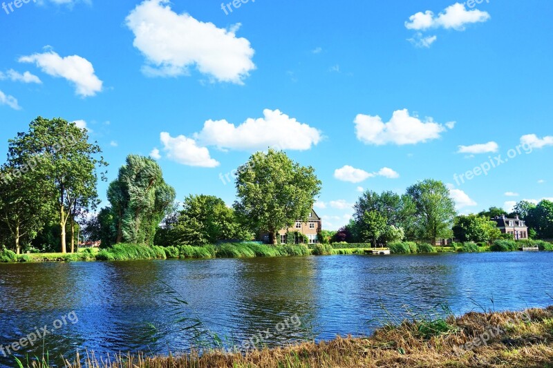 River Water Stream Banks Trees