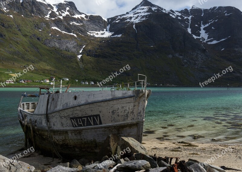 Fjords Fjord Water Mountains Snow