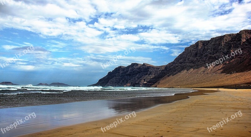 Beach Lanzarote Coast Sea Sky