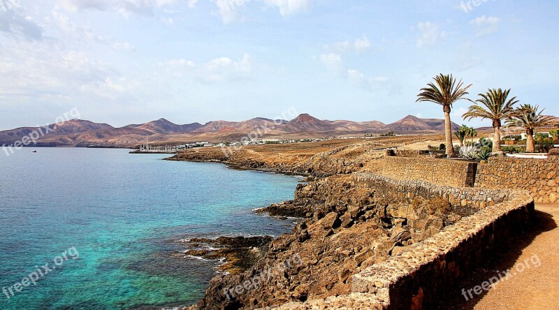 Beach Lanzarote Coast Sea Sky