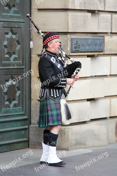 Bagpipes Highlander Man Person Musical Instrument