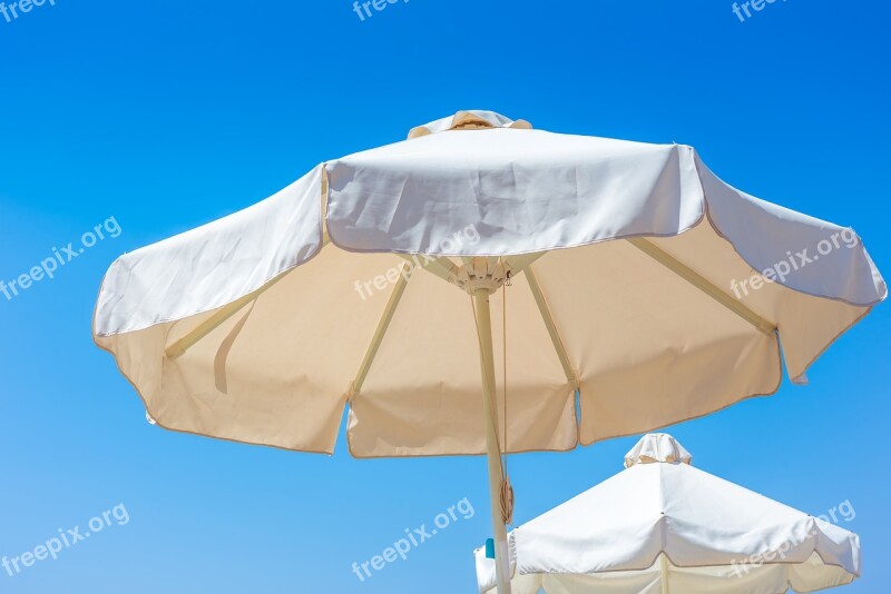 Beach Umbrella Blue Sky Summer