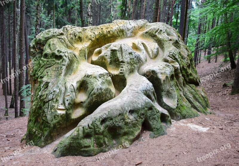 Rock Signs Sandstone The Devil's Rock Czech Republic