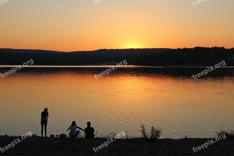 Sunset Abendstimmung Lake Sky Nature