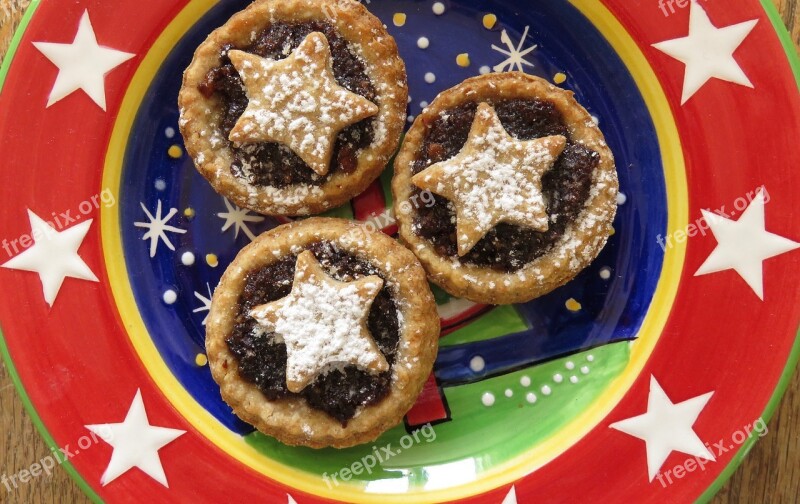 Mince Pies Christmas Baking Food Plate