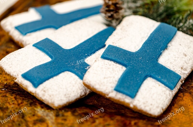 Gingerbread Cookie Flag Of Finland Independence Day Finnish