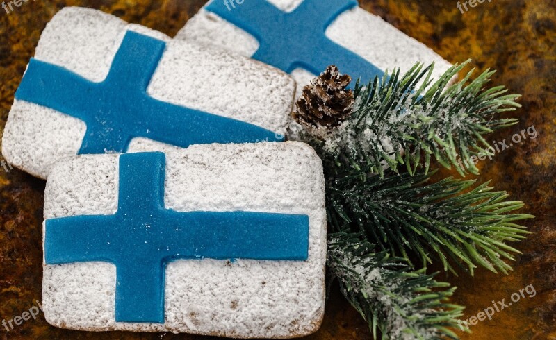 Gingerbread Cookie Flag Of Finland Independence Day Finnish