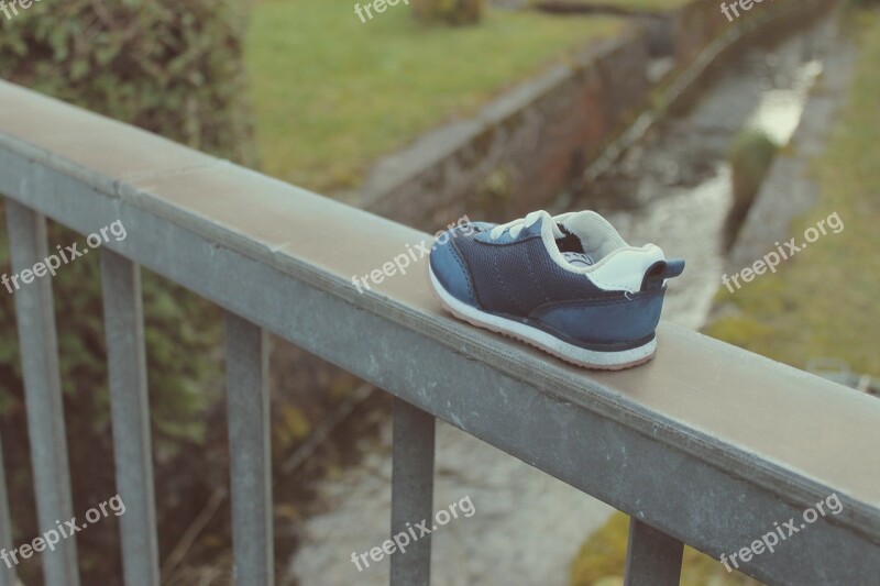 Outdoors Child Children's Shoes Bridge Stream