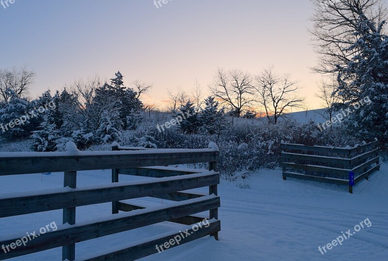 Winter Snow Morning Cold Wooden