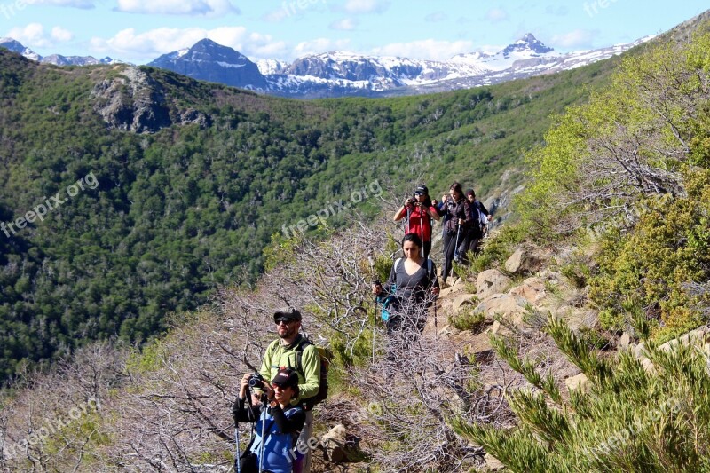 Mountain Trekking The Andes Rocks Snow