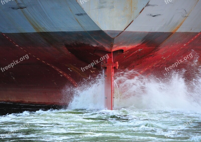 Ship Stern Propeller Spray Maritime