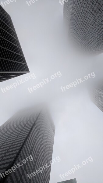 Cities Houston Us Downtown Fog